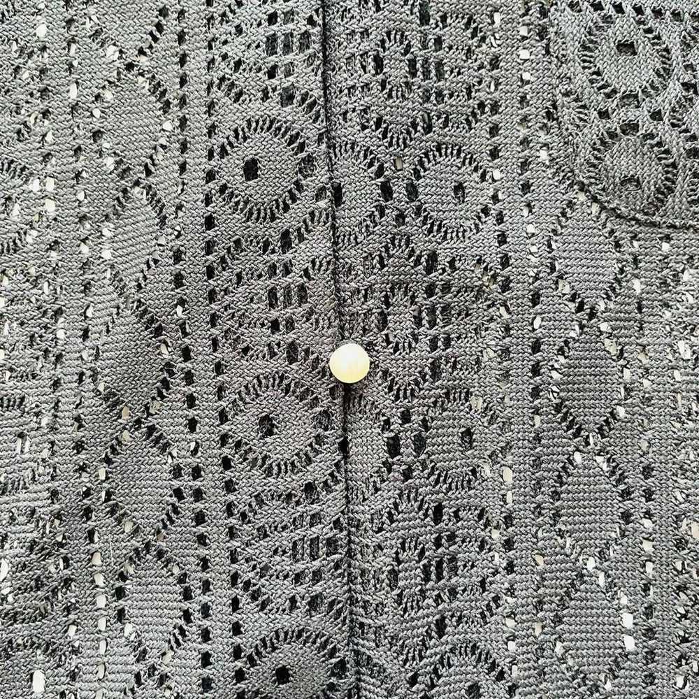 【Helm】Embroidered Lace Blouse (L) Crochet Sheer S… - image 7