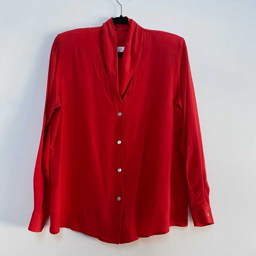 Fiji Vintage Silk Buttoned Blouse Size Large Red - image 1