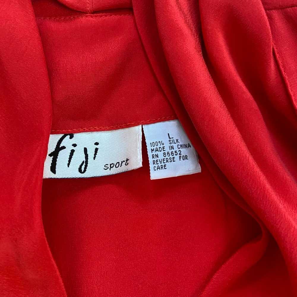 Fiji Vintage Silk Buttoned Blouse Size Large Red - image 3