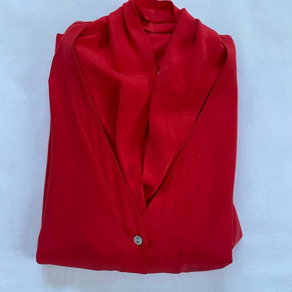 Fiji Vintage Silk Buttoned Blouse Size Large Red - image 7