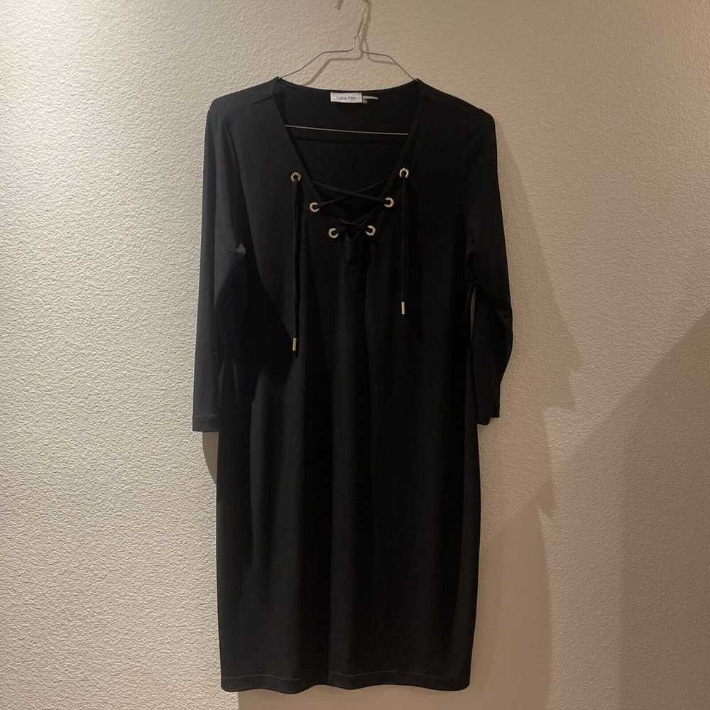 calvin klein, knee length black dress, size 14 - image 1