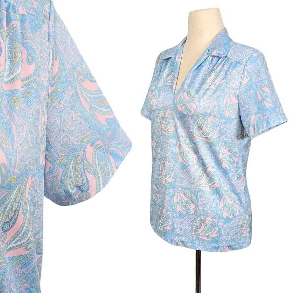 1970s Paisley Blouse 70s Vintage Shirt 80s Top Bl… - image 3