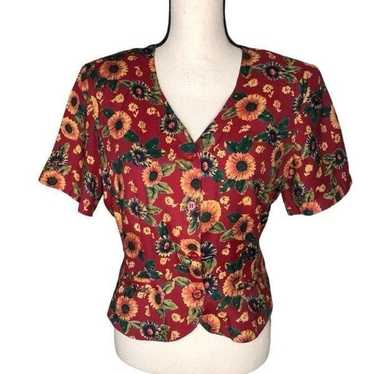 Vintage Monsoon Red Floral Tomato girl, Cottageco… - image 1