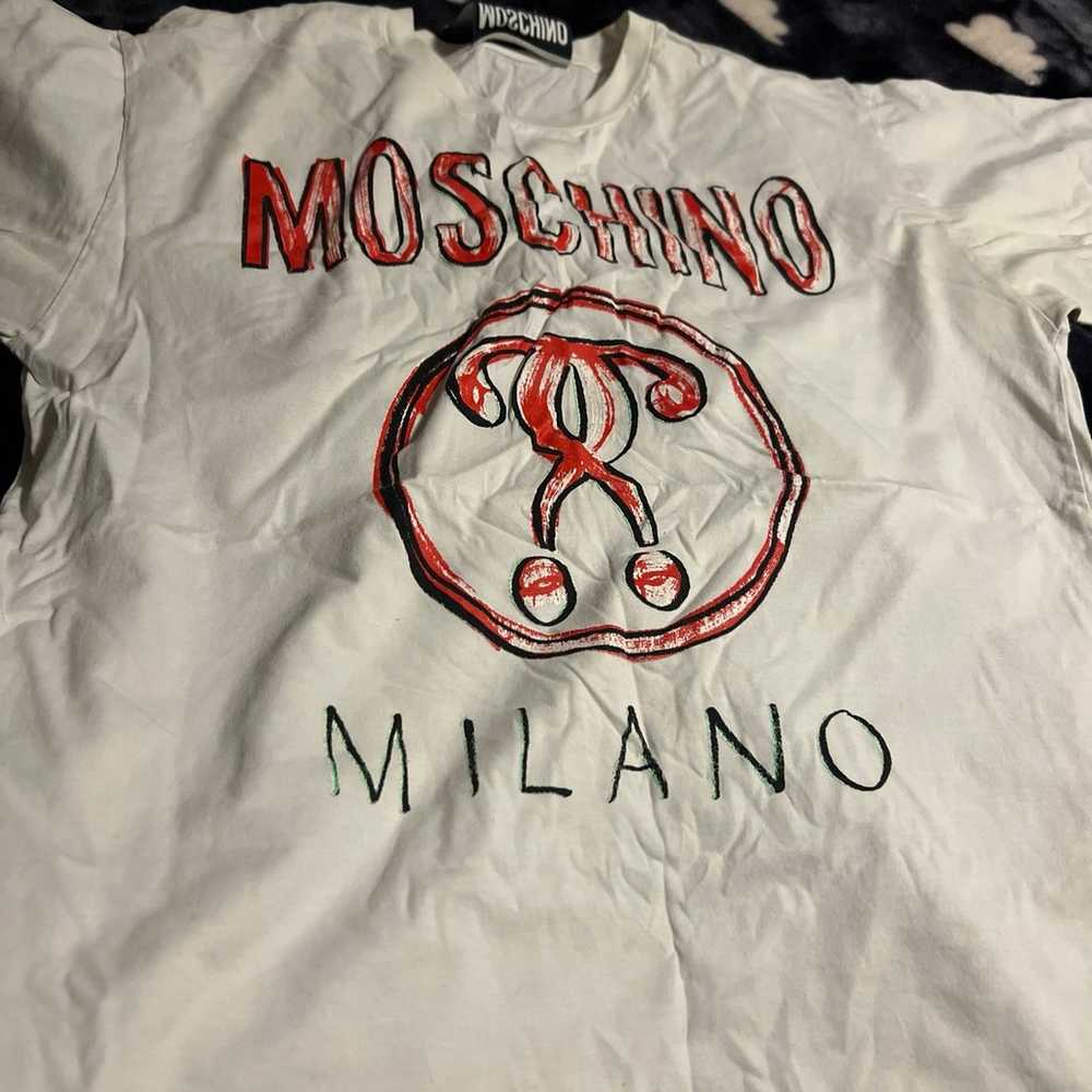 Women’s over sized white size small moschino shirt - image 1