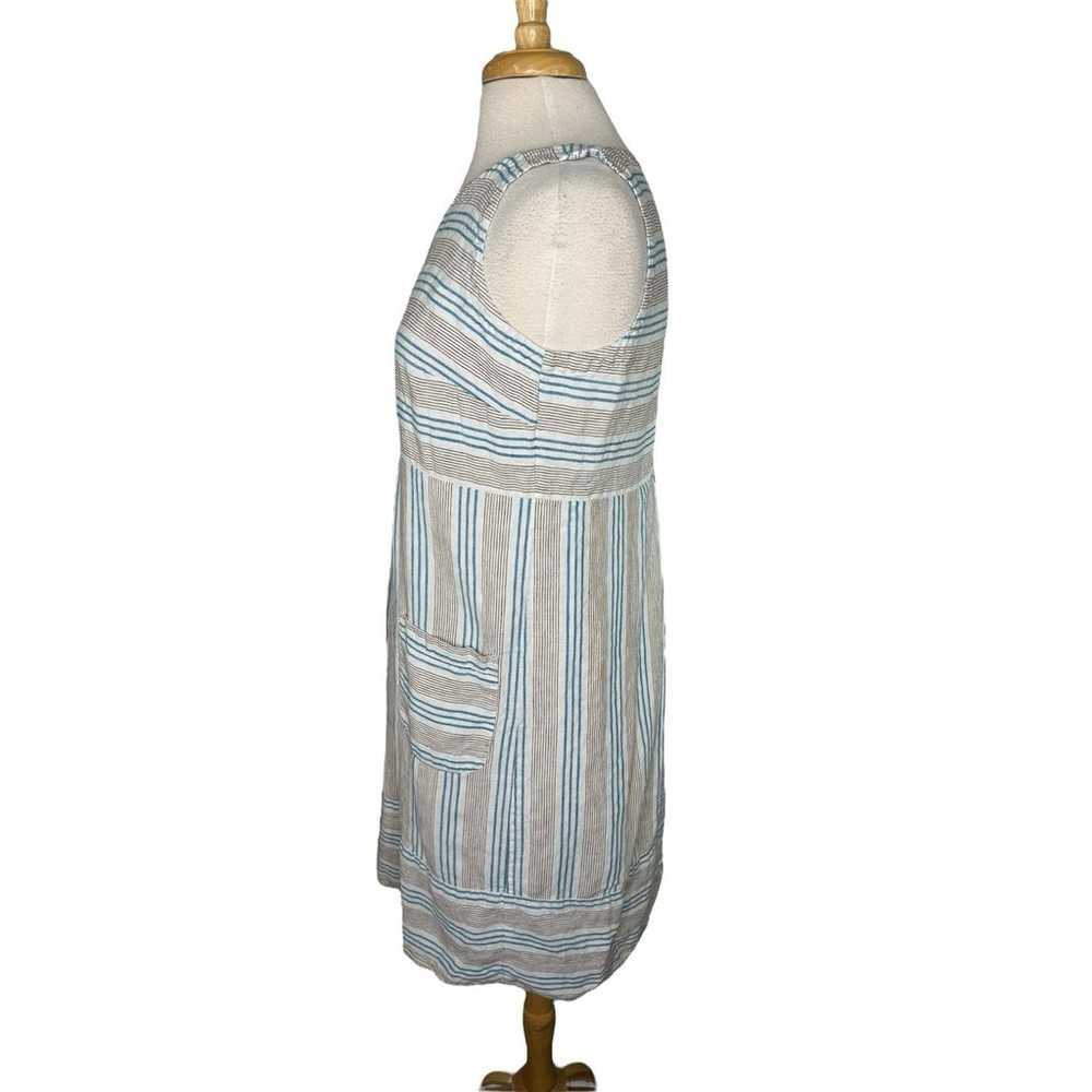 J.JILL Love Linen White Gray Blue Stripe Front Po… - image 2