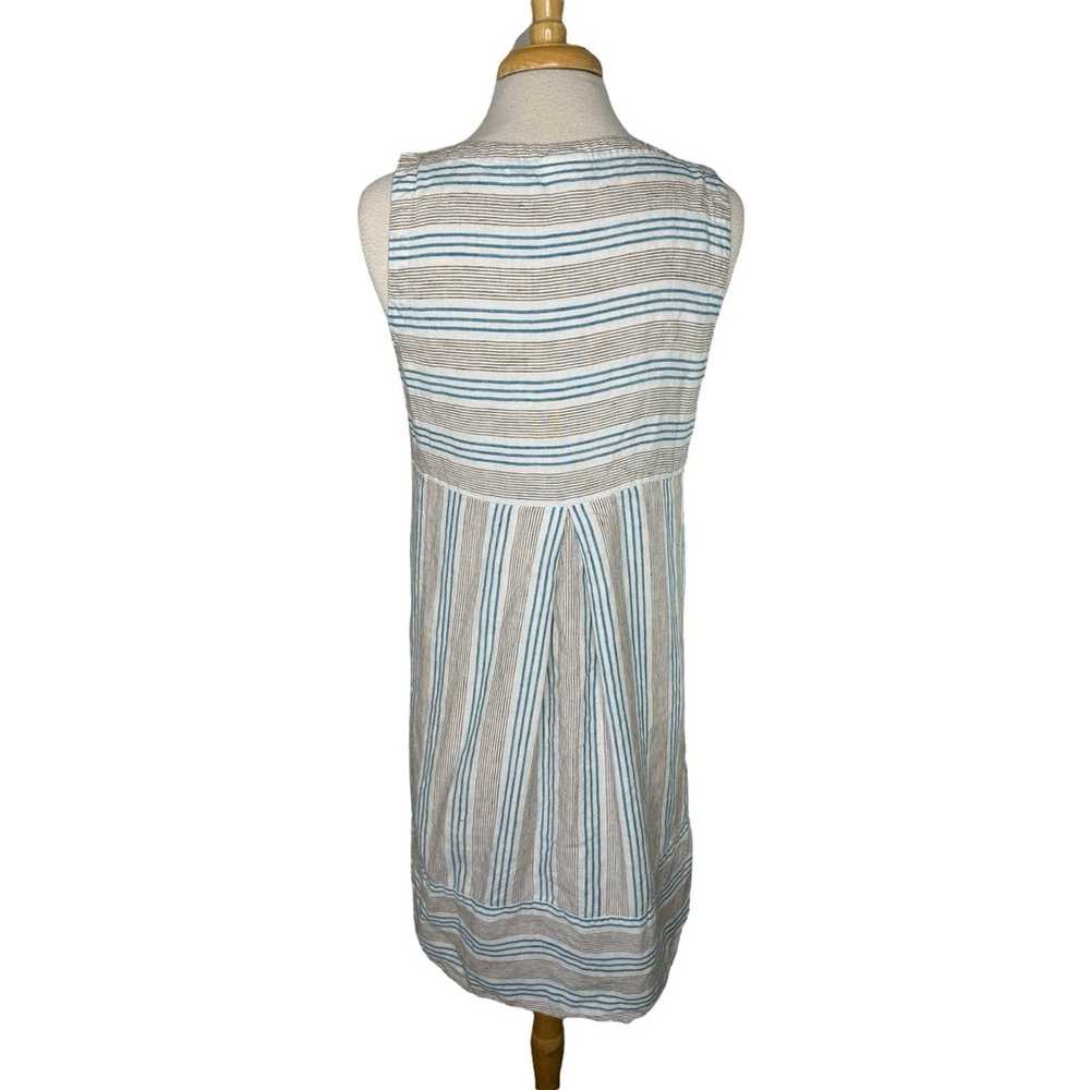 J.JILL Love Linen White Gray Blue Stripe Front Po… - image 3