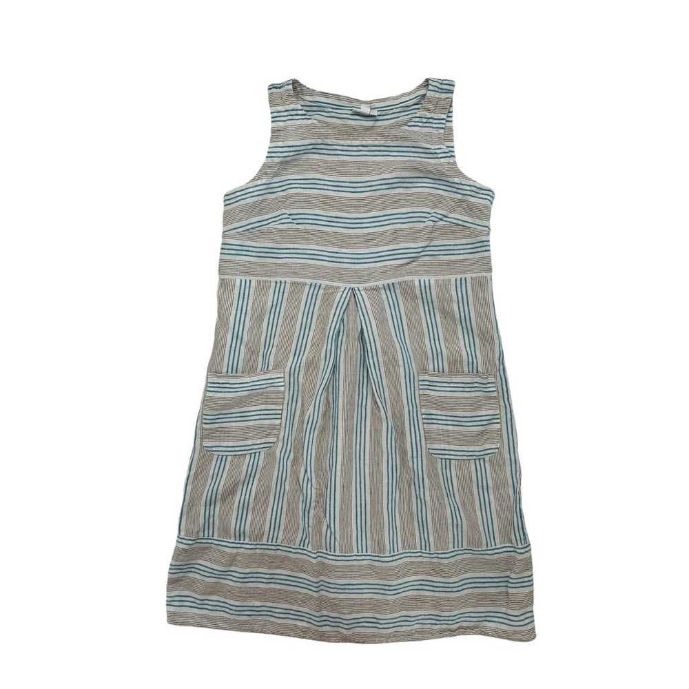 J.JILL Love Linen White Gray Blue Stripe Front Po… - image 4