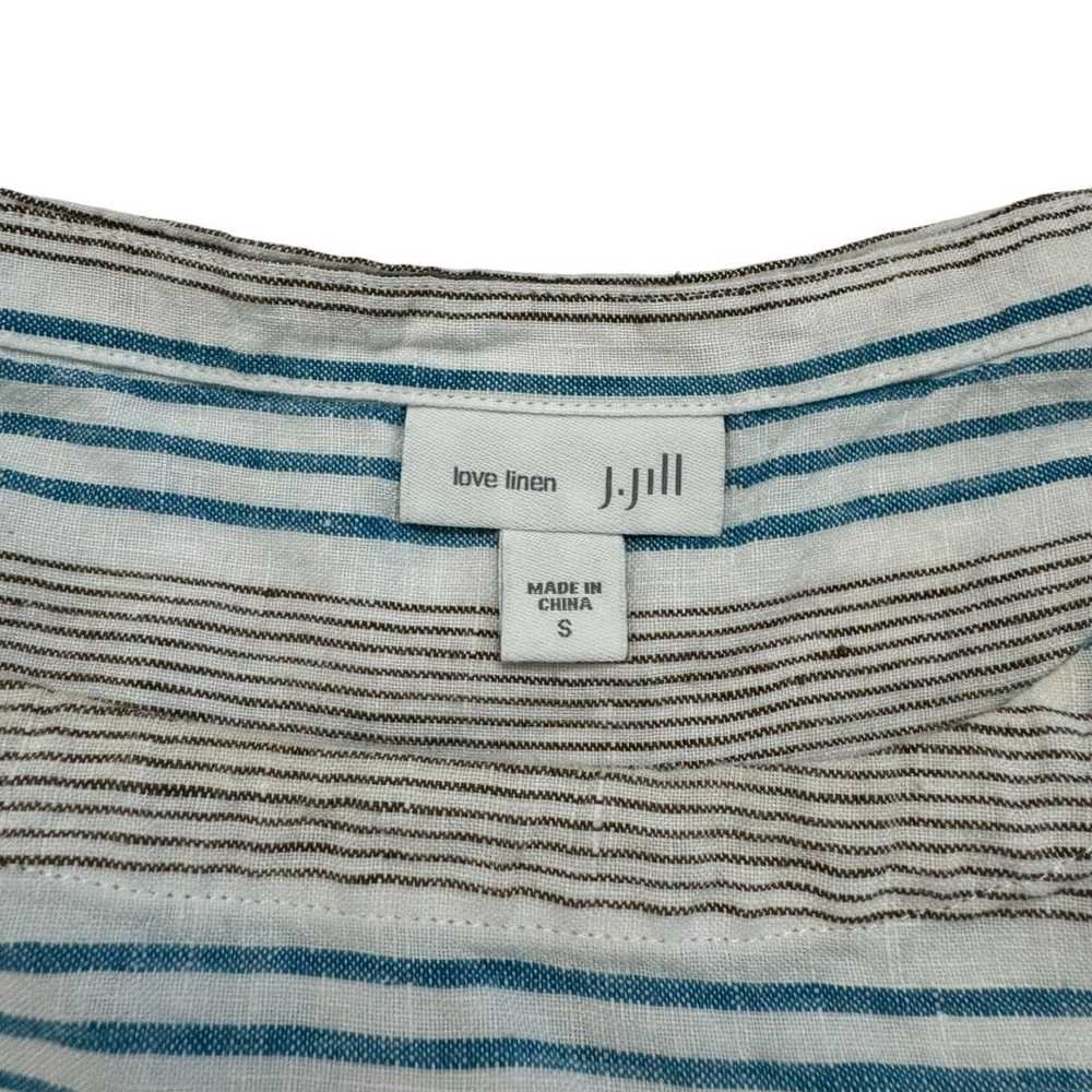 J.JILL Love Linen White Gray Blue Stripe Front Po… - image 6