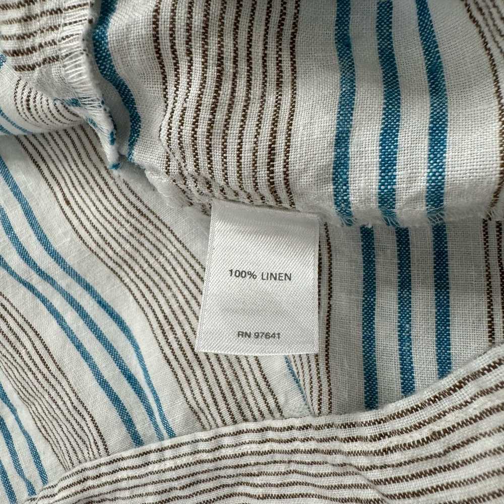 J.JILL Love Linen White Gray Blue Stripe Front Po… - image 7