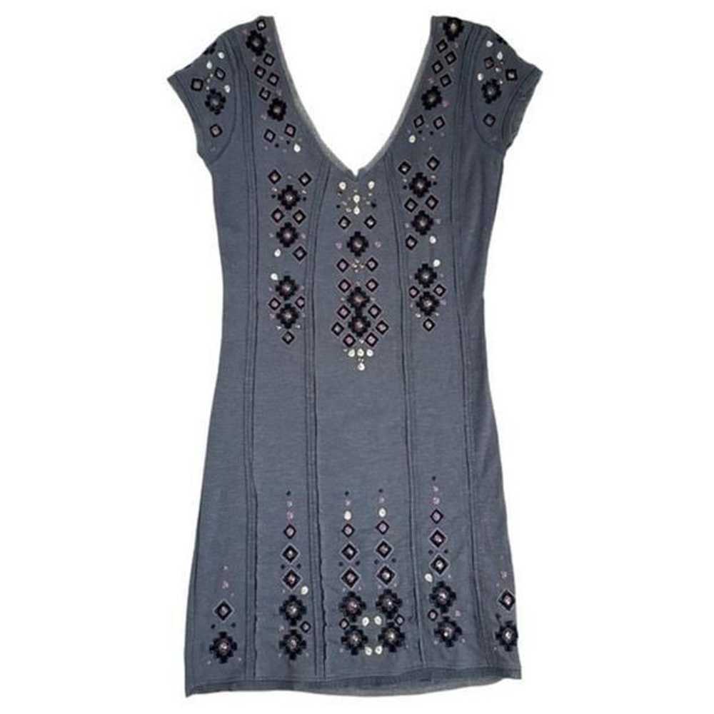 Free People Women S Mini Dress Gray Jeweled Boho … - image 1