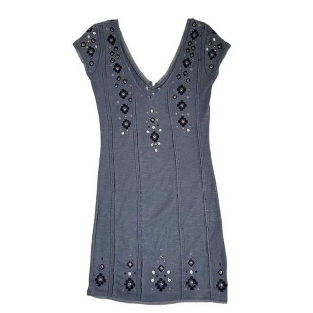 Free People Women S Mini Dress Gray Jeweled Boho … - image 3