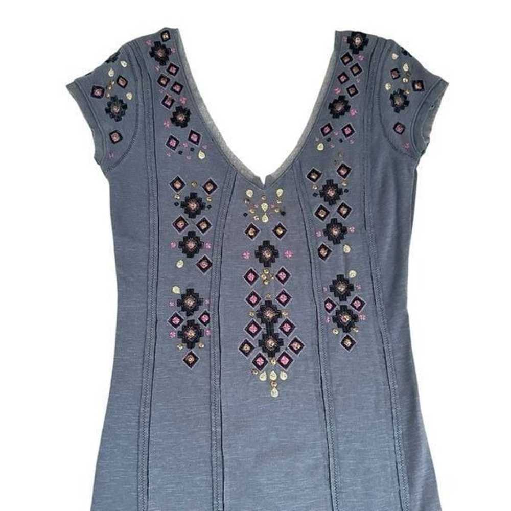 Free People Women S Mini Dress Gray Jeweled Boho … - image 5