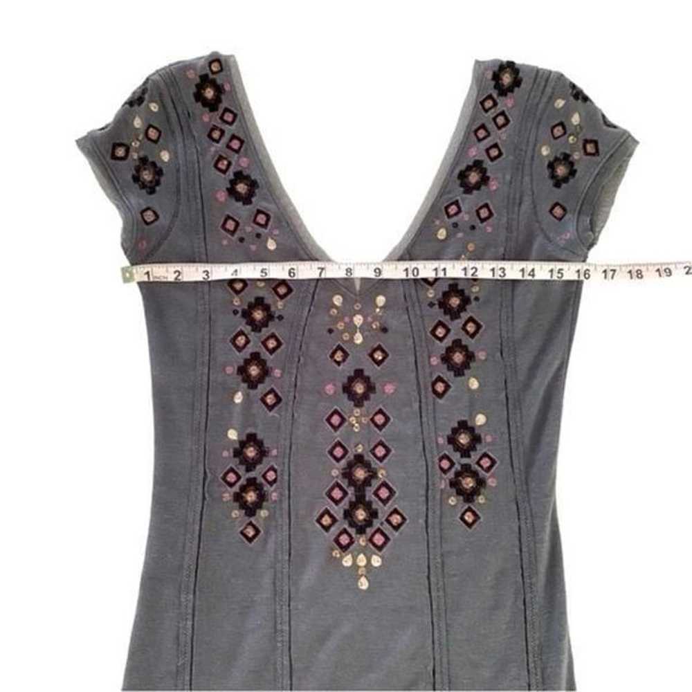 Free People Women S Mini Dress Gray Jeweled Boho … - image 8