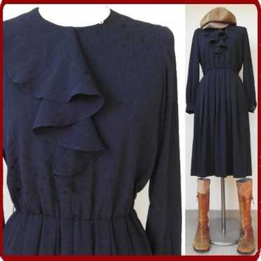 Vintage♪ Retro navy modern dress from the 70s, 60… - image 1