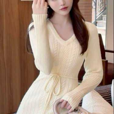 Rady Knit Dress Cable Knit Dress Ivory Size M