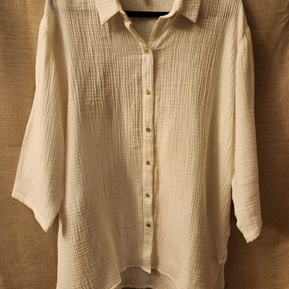 Vintage Eileen Fisher 100% Organic Cotton Button … - image 1