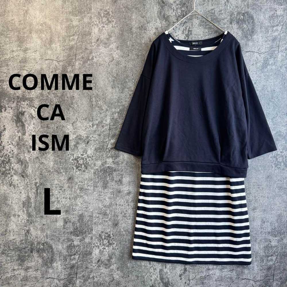 a3219【COMME CA ISM】Striped Dress, Three-Quarter S… - image 1