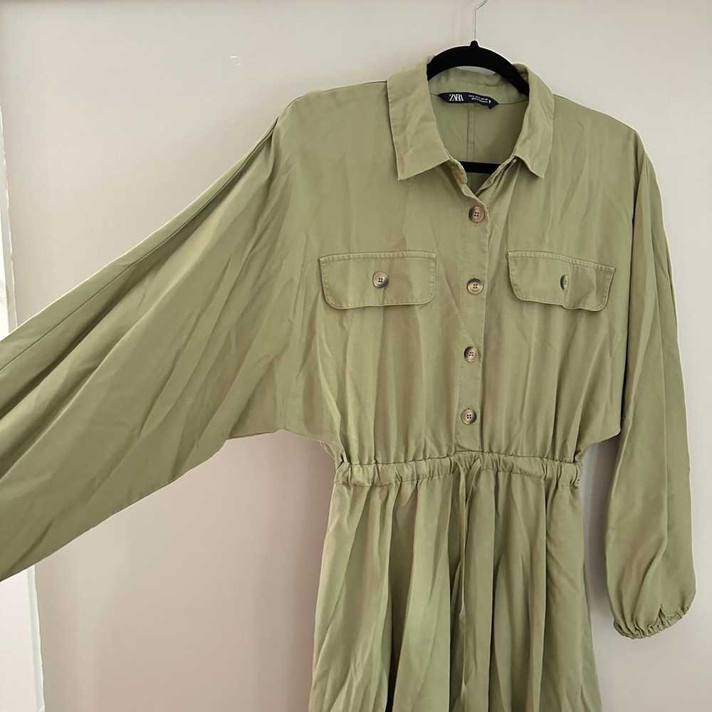 Zara light green dolman sleep tie waist dress - image 4