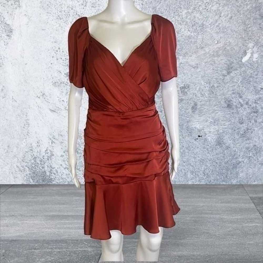 Express Rust Satin short Sleeve Cocktail Dress - image 2