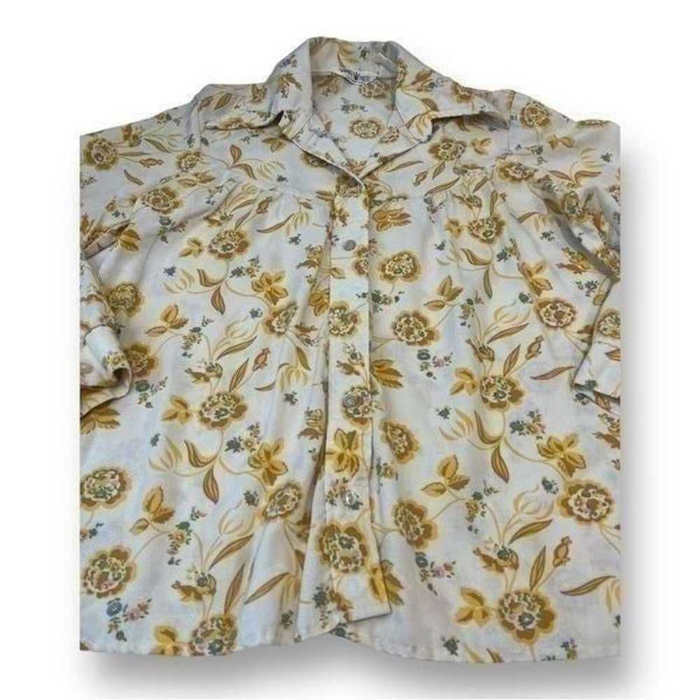 Durable Press Vintage Floral Blouse Size 34 - image 3