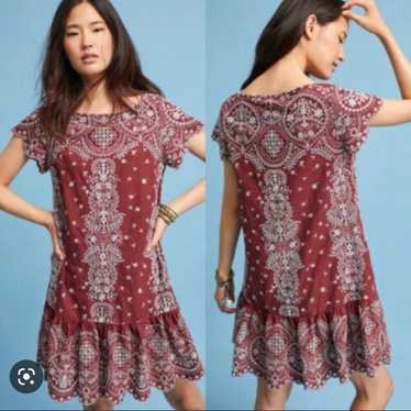 Feather Bone by Anthropologie Ynez Eyelet Dress L