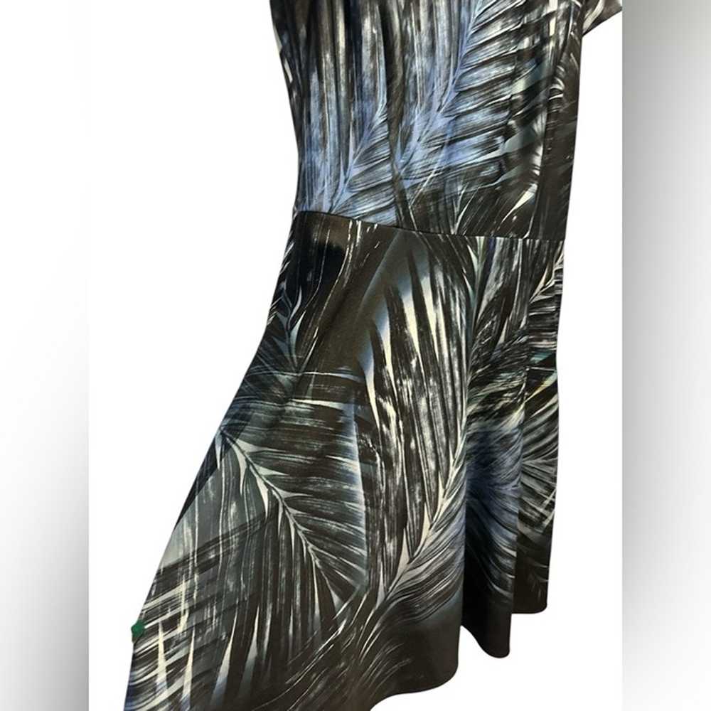 Tahari Levine Women's Dress Black Blue Leaf Print… - image 4