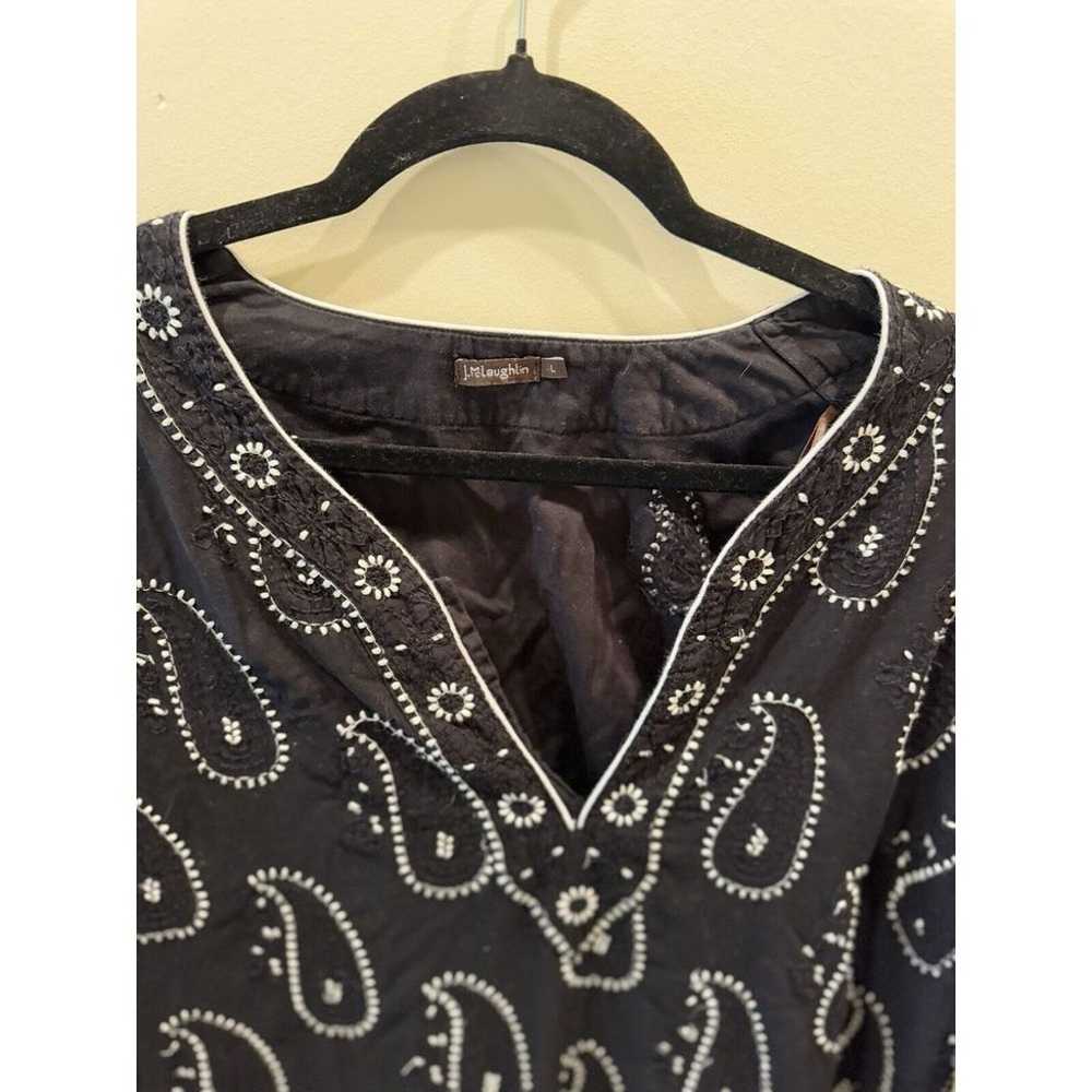 J McLaughlin dress linen Black Size Large Beach/c… - image 3