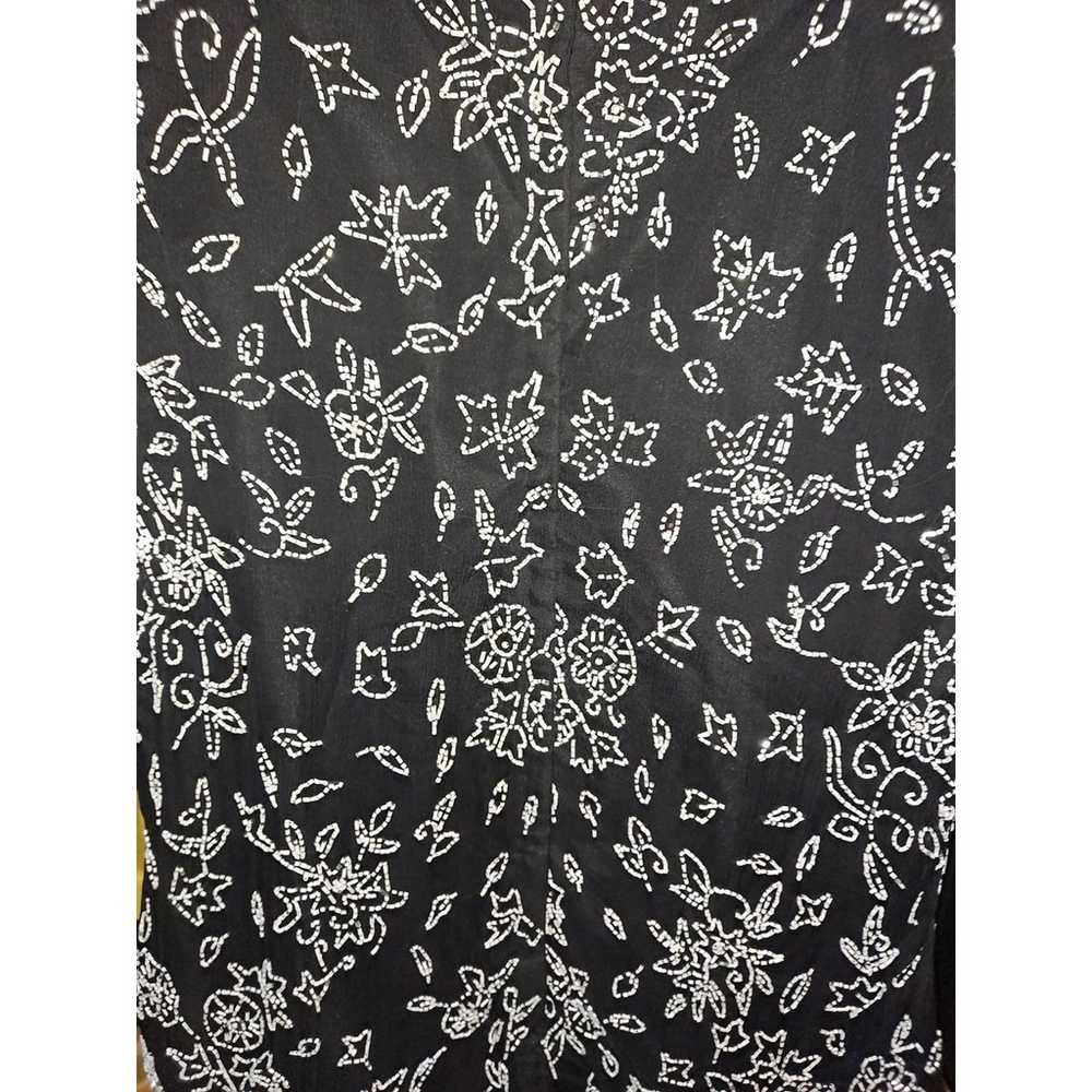 Vintage Stenay Black with White Floral Beaded Des… - image 7