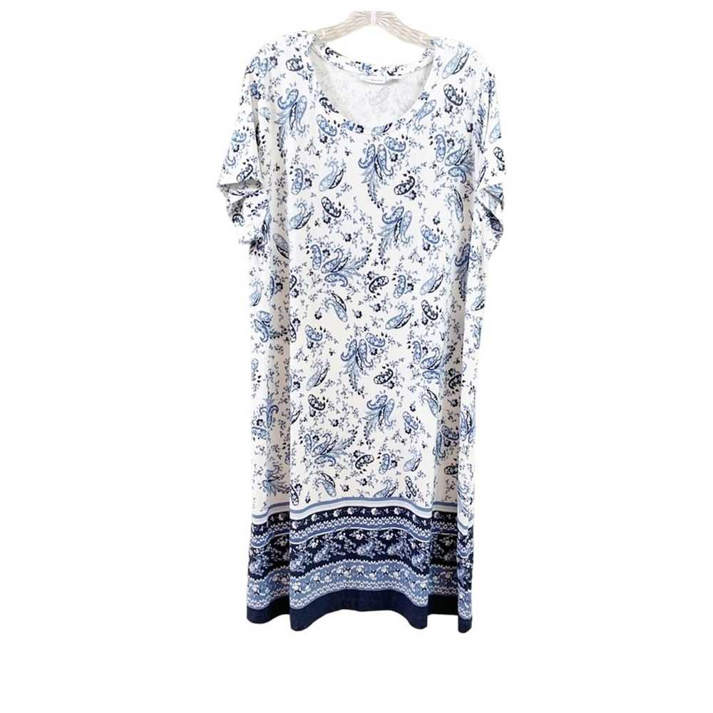 Lucky Brand Paisley Floral White/Blue Shirt Dress - image 1