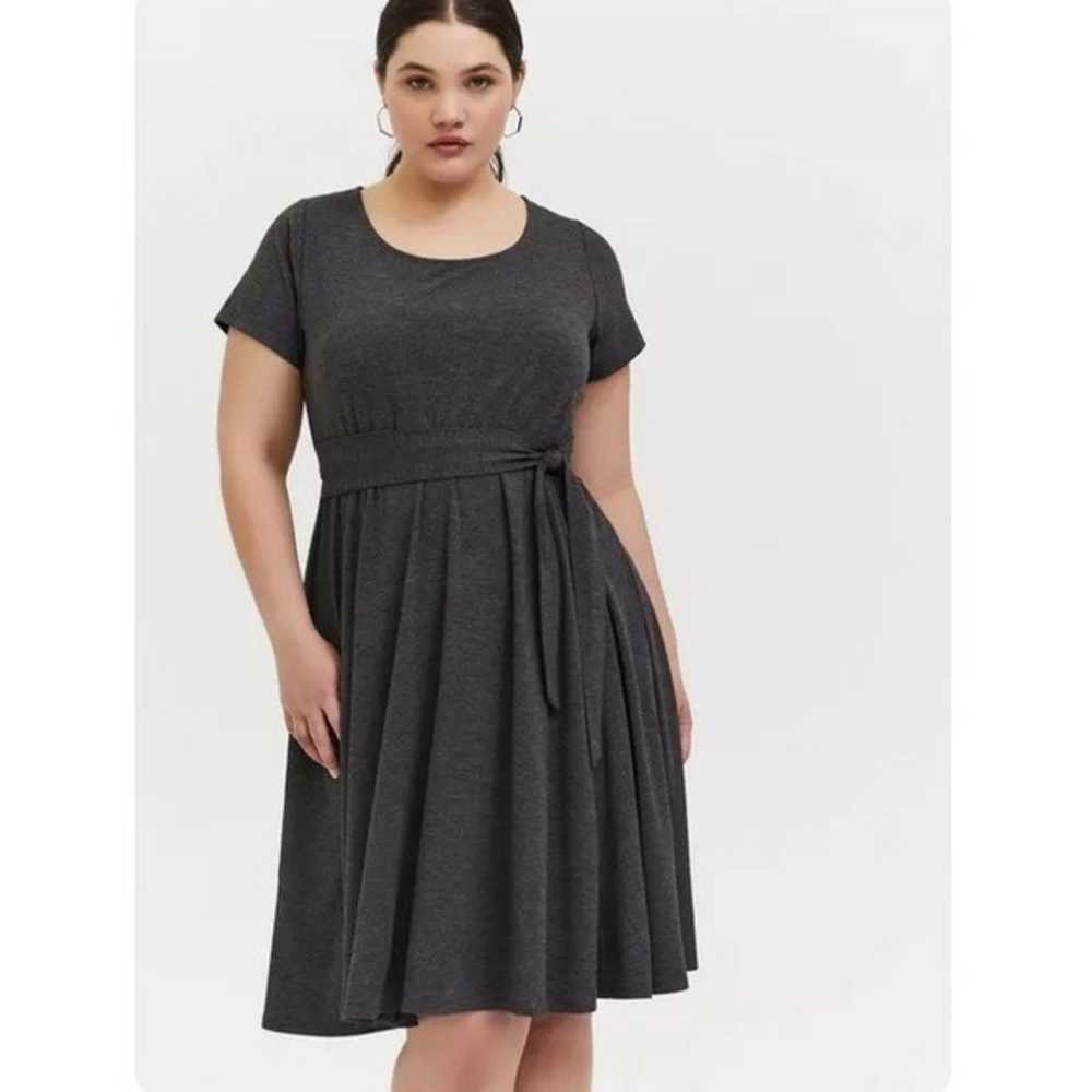 Torrid Jersey Knit Tie-Front Skater Dress Minimal… - image 1