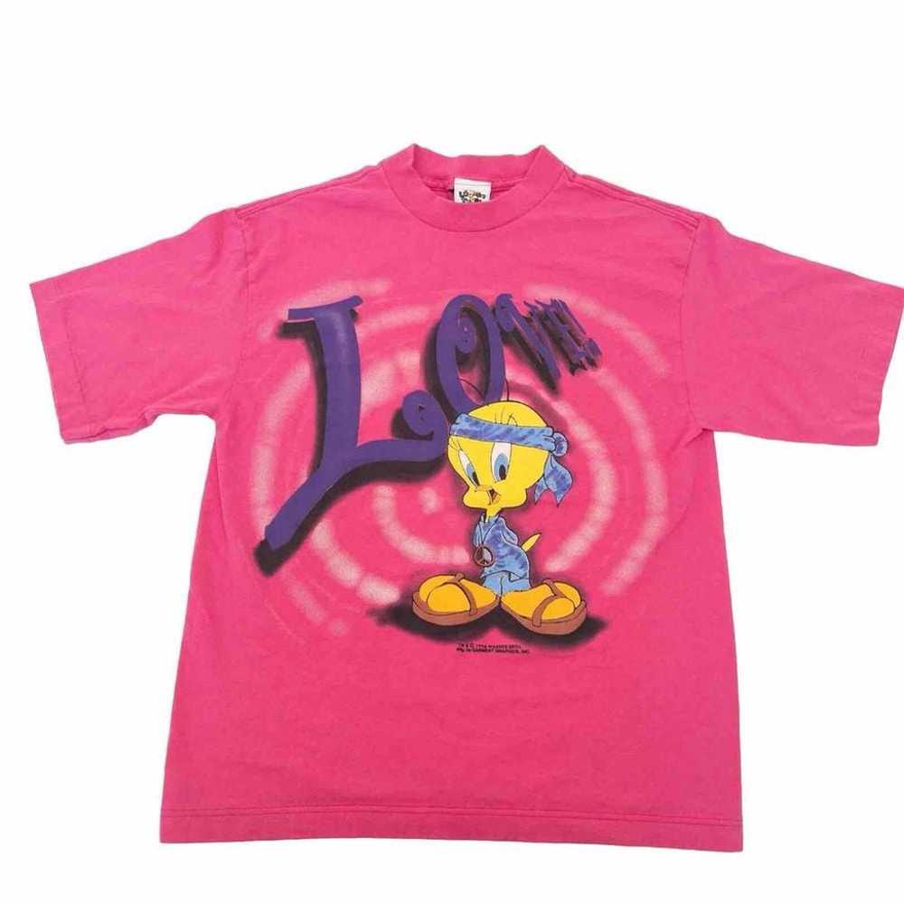 Vintage 1996 Looney Tunes Tweety Love Pink T-Shir… - image 2