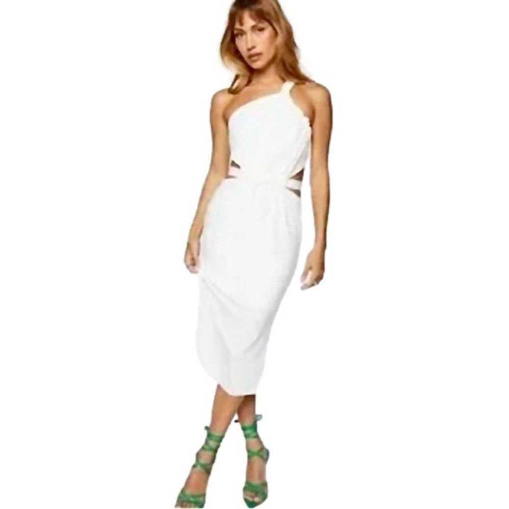 White Cutout One Shoulder BoHo Bridal Midi Dress - image 1