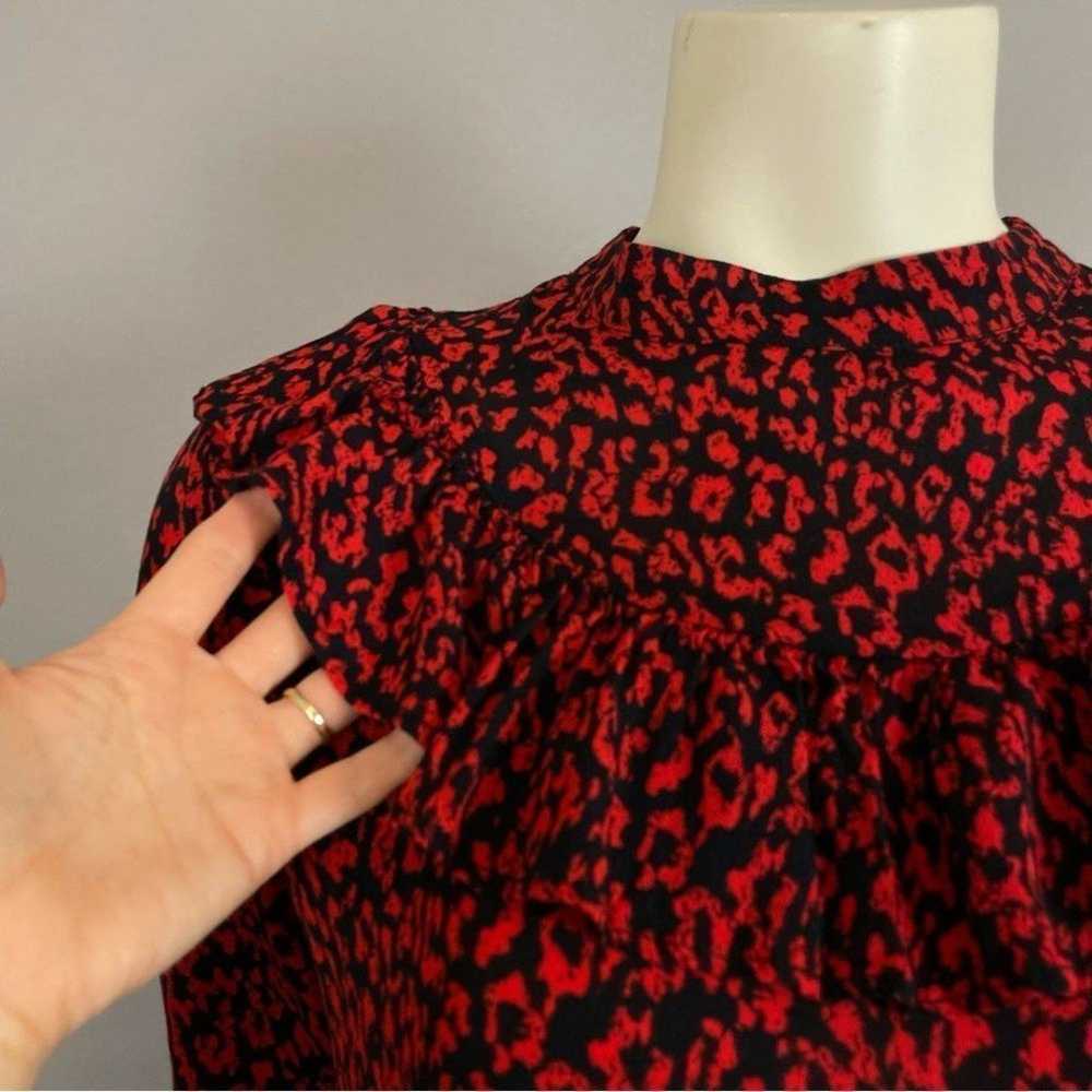 Zara Dress Animal Print Ruffle Red Black Leopard … - image 10