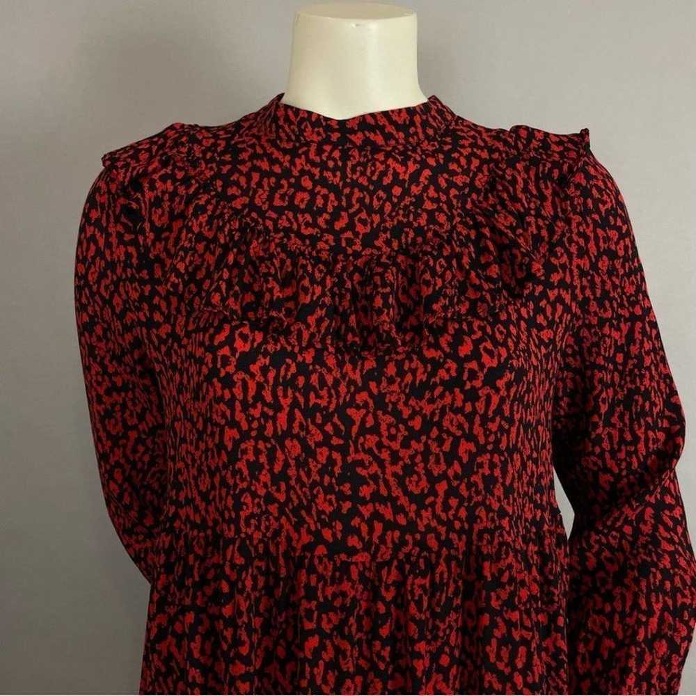 Zara Dress Animal Print Ruffle Red Black Leopard … - image 5