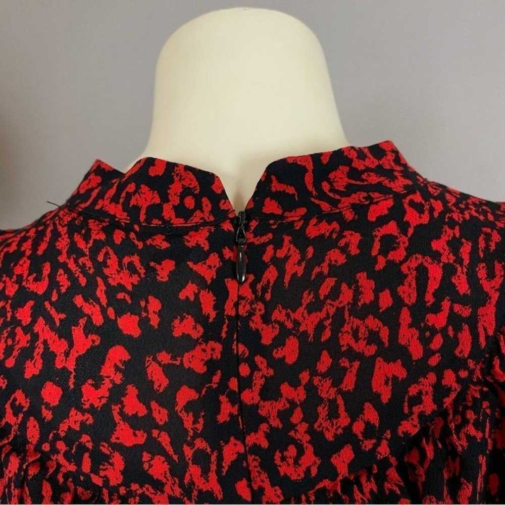 Zara Dress Animal Print Ruffle Red Black Leopard … - image 7