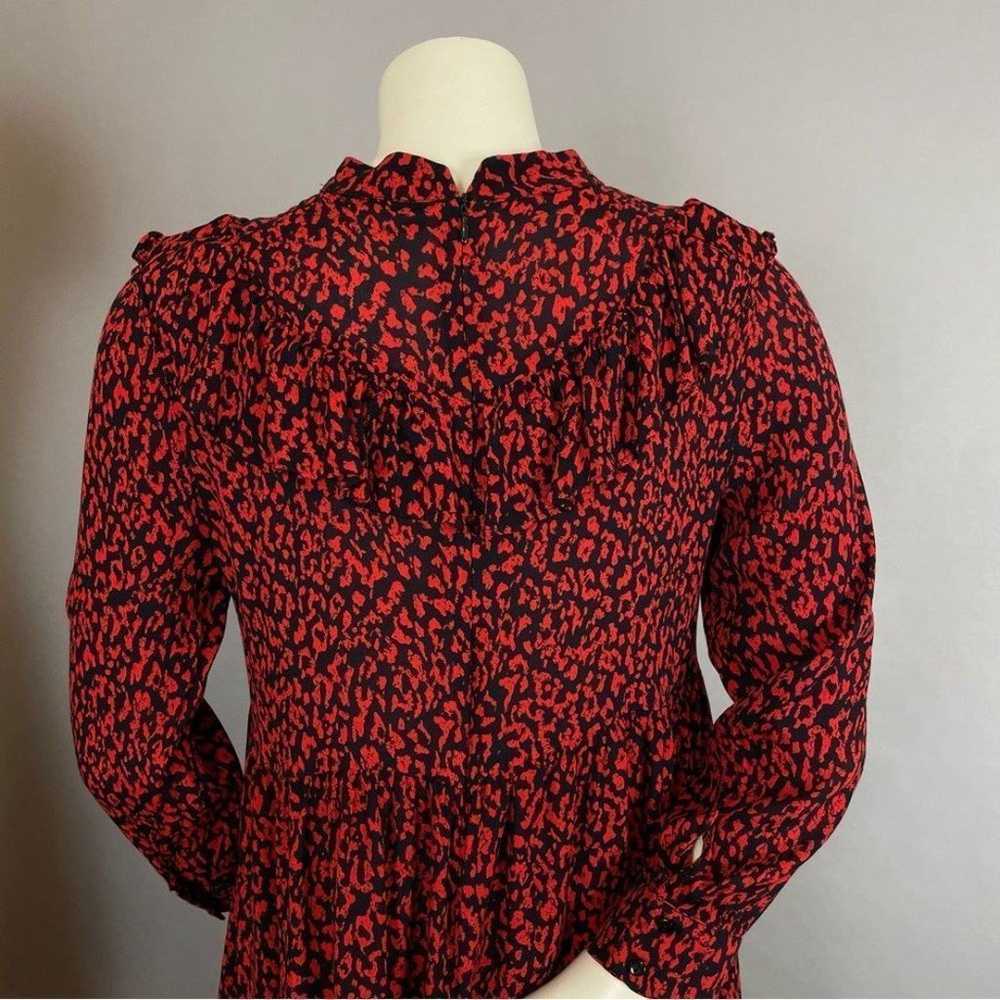 Zara Dress Animal Print Ruffle Red Black Leopard … - image 8