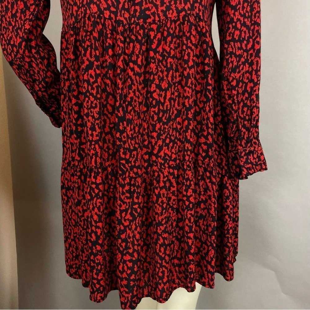 Zara Dress Animal Print Ruffle Red Black Leopard … - image 9