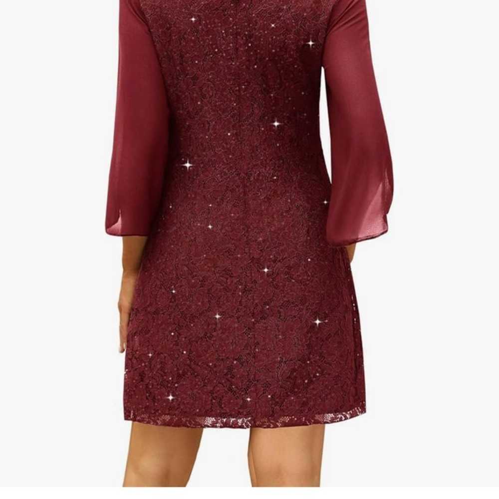 Women’s Burgundy dress w sequins Large worn once!! - image 4