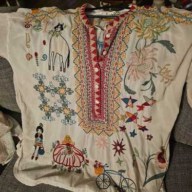 Johnny Was Workshop BLYA Top XL Tunic Embroidered… - image 1