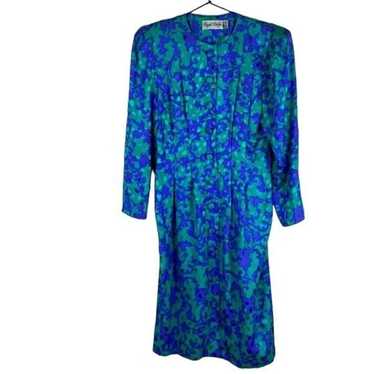 Vintage 80s printed silk dress - image 1