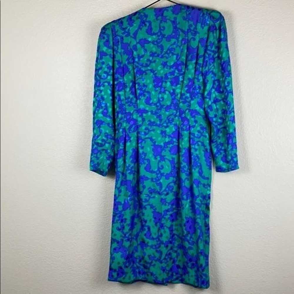 Vintage 80s printed silk dress - image 7