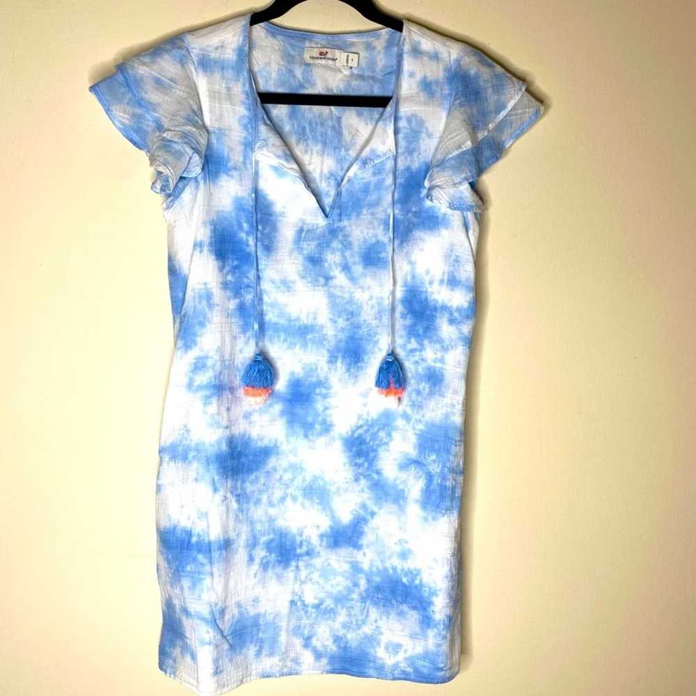 Vineyard Vines Tunic Dress Tie Dyed Blue White Ta… - image 4