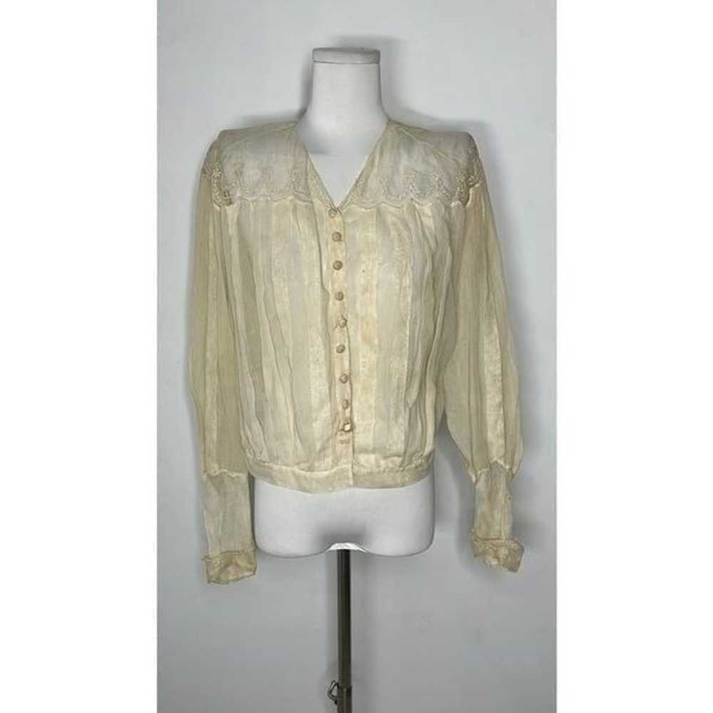 Antique Victorian Thin Gauze Cotton Blouse - image 1