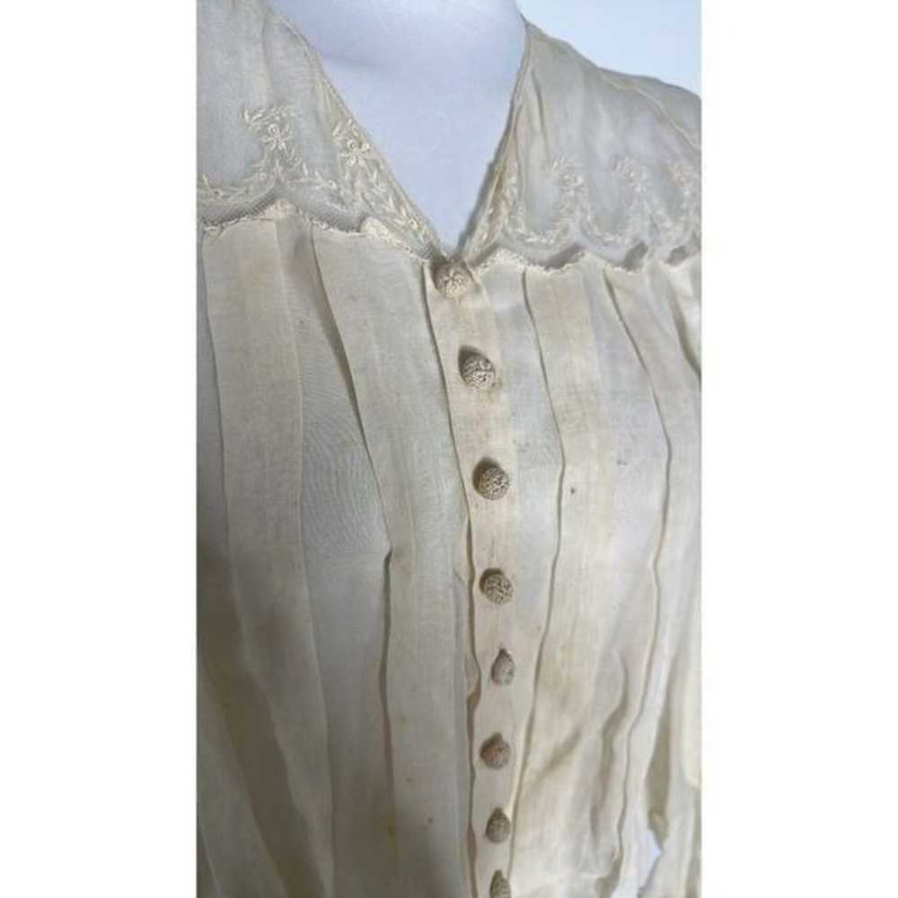 Antique Victorian Thin Gauze Cotton Blouse - image 2