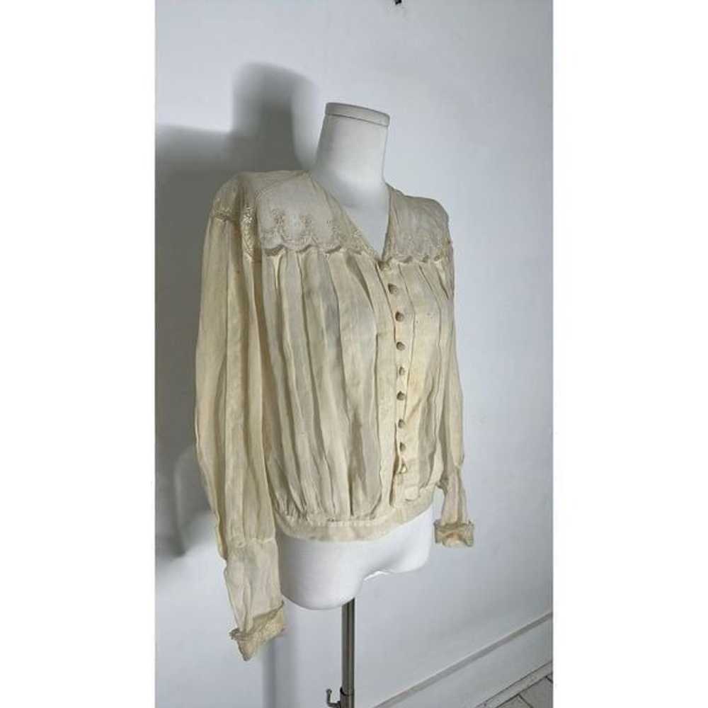 Antique Victorian Thin Gauze Cotton Blouse - image 3