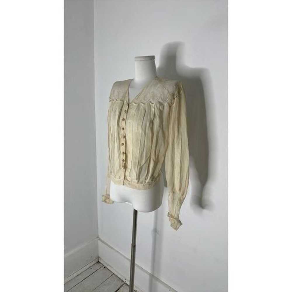 Antique Victorian Thin Gauze Cotton Blouse - image 4