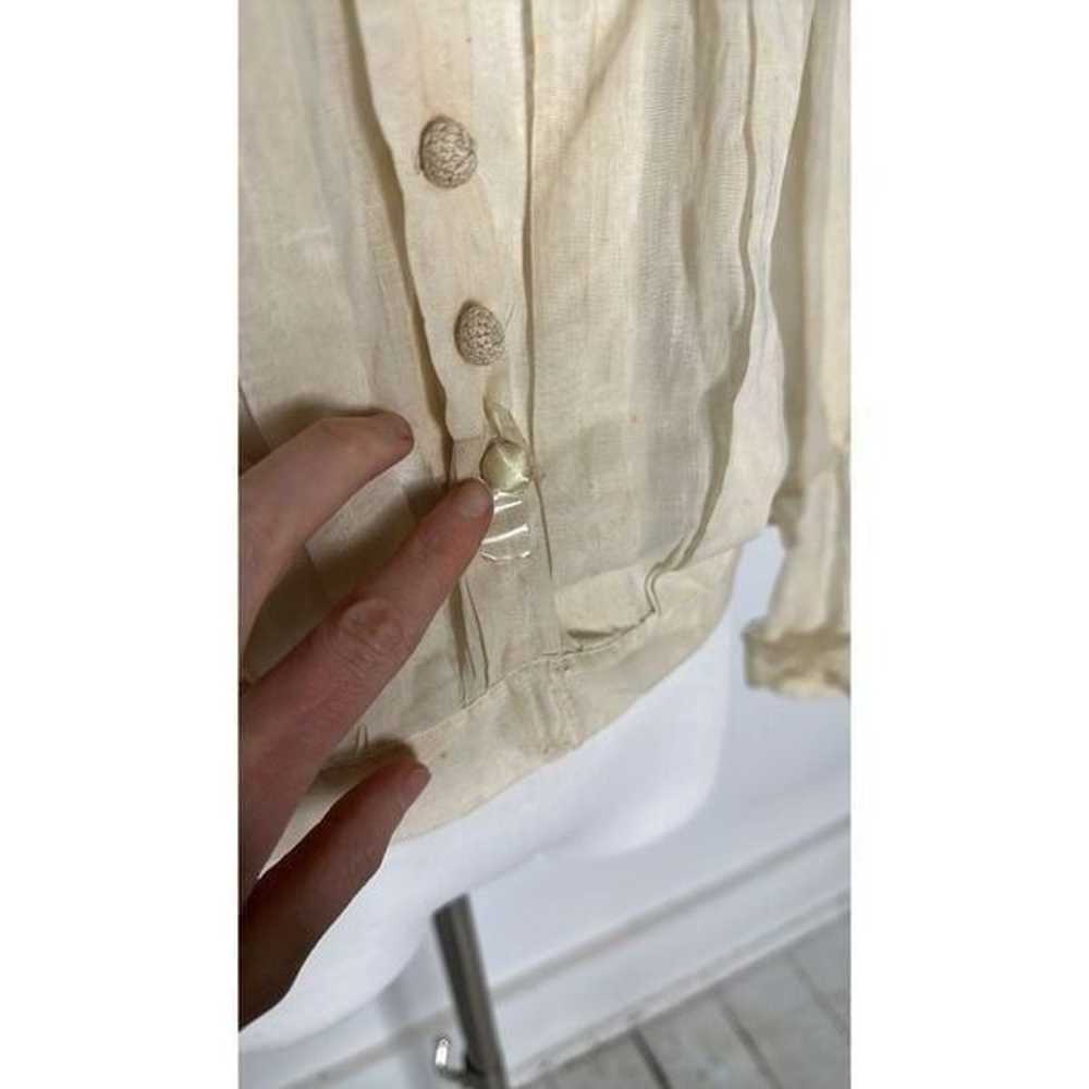 Antique Victorian Thin Gauze Cotton Blouse - image 5