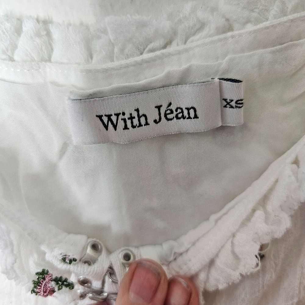 With Jean White Gauze Exposed Hook and Eye Floral… - image 5