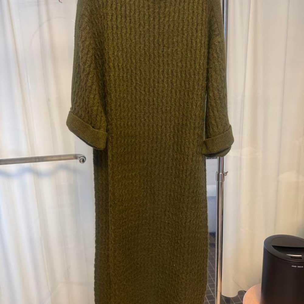 Olive Green Knit Dress Long Length - image 1