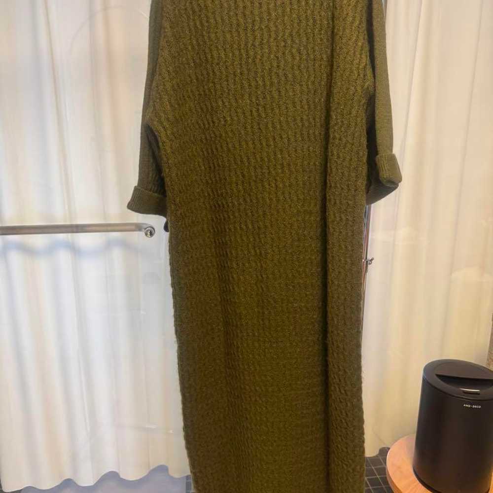 Olive Green Knit Dress Long Length - image 2